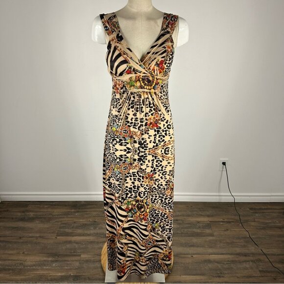 💕 Multicolor Fresh of LA Animal Print Maxi Dress L - Picture 1 of 4
